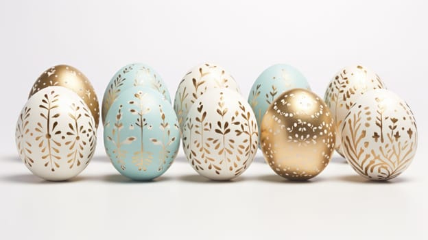 gold and pastel colorful easter egg, ai