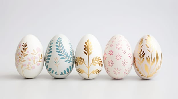 gold and pastel colorful easter egg, ai