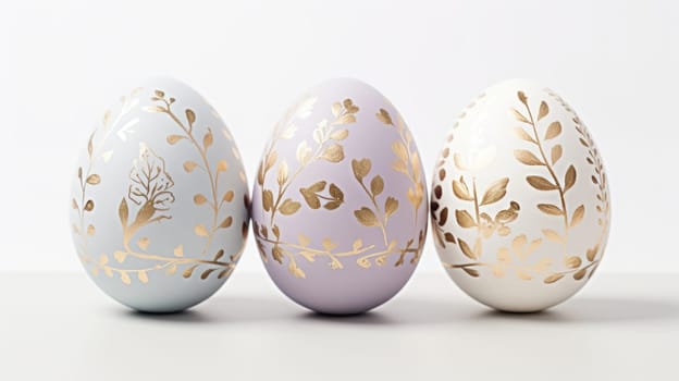 gold and pastel colorful easter egg, ai