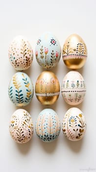 gold and pastel colorful easter egg, ai