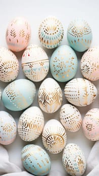 gold and pastel colorful easter egg, ai