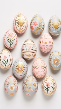 gold and pastel colorful easter egg, ai