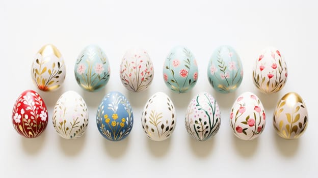 gold and pastel colorful easter egg, ai