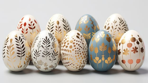 gold and pastel colorful easter egg, ai