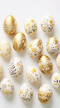 gold and pastel colorful easter egg, ai