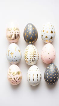 gold and pastel colorful easter egg, ai