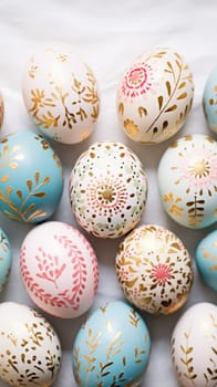gold and pastel colorful easter egg, ai