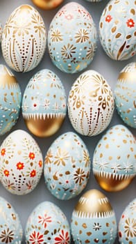 gold and pastel colorful easter egg, ai