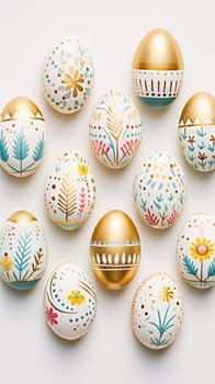 gold and pastel colorful easter egg, ai