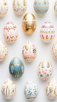 gold and pastel colorful easter egg, ai