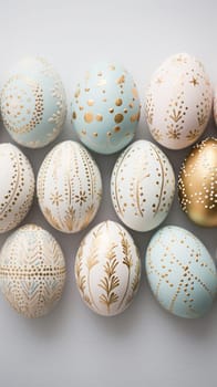 gold and pastel colorful easter egg, ai