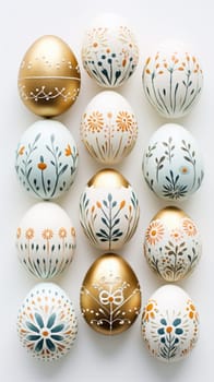 gold and pastel colorful easter egg, ai