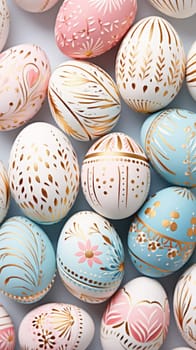 gold and pastel colorful easter egg, ai