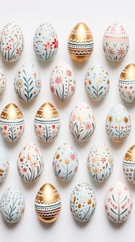 gold and pastel colorful easter egg, ai