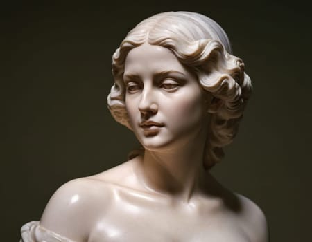 Image of a marble statue of a beautiful woman. AI generation