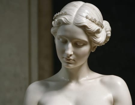 Image of a marble statue of a beautiful woman. AI generation