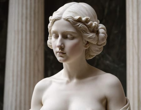Image of a marble statue of a beautiful woman. AI generation