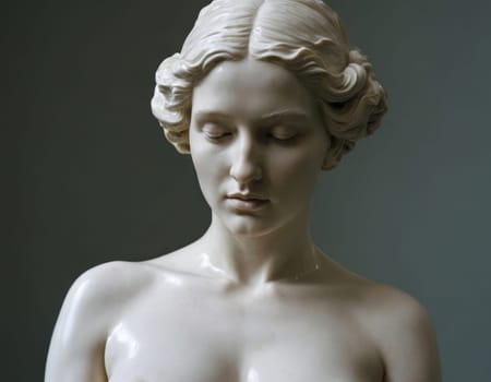 Image of a marble statue of a beautiful woman. AI generation