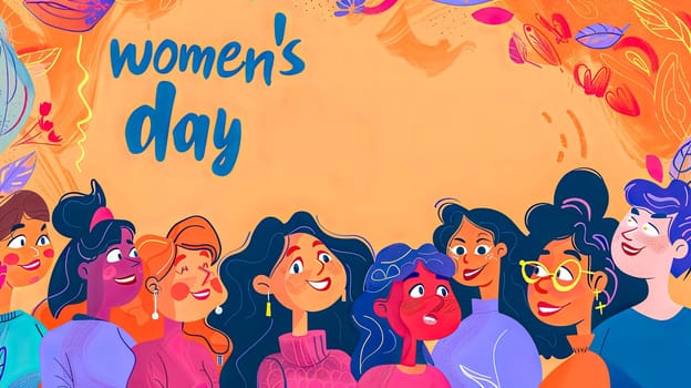 Vibrant graphic celebrating international women's day featuring a variety of women