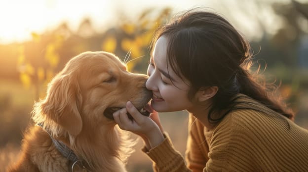 playful dog and its owner in nature outdoor , healthy lifestyle pragma