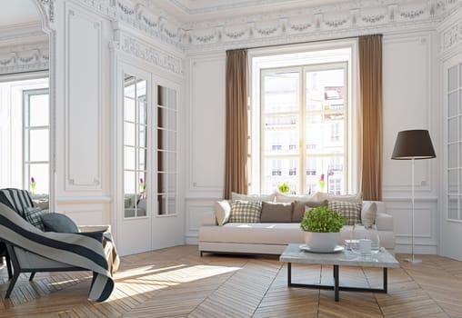 modern luxury living room. 3d rendering design concept