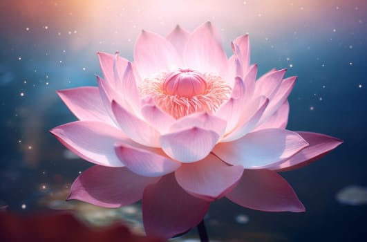 Delicate Lotus pink purple light. Magic diwali. Generate Ai