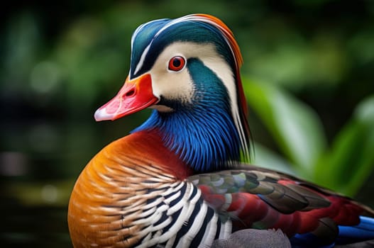 Small Mandarin duck. Animal nature male. Generate Ai