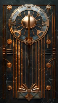 The antique clock on the street is a beautiful mix of wood, glass, and metal. Its varnished surface reflects the buildings symmetry, while the patterned light fixture adds a touch of elegance