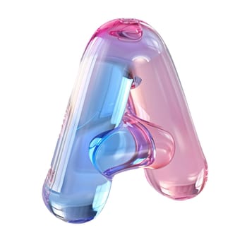 glassy pink and blue letter A for logo in the style of neumorphism, soft natural lighting, simple and elegant space, close-up, super high detaill