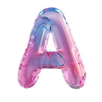 glassy pink and blue letter A for logo in the style of neumorphism, soft natural lighting, simple and elegant space, close-up, super high detaill