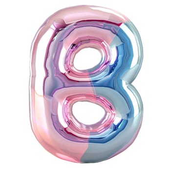 glassy pink and blue letter B for logo in the style of neumorphism, soft natural lighting, simple and elegant space, close-up, super high detaill