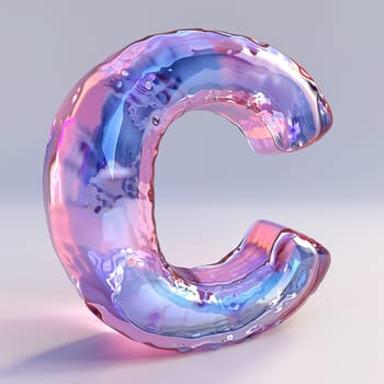 glassy pink and blue letter B for logo in the style of neumorphism, soft natural lighting, simple and elegant space, close-up, super high detaill