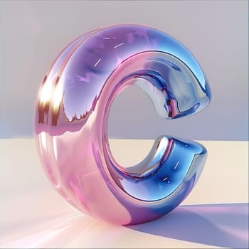 glassy pink and blue letter B for logo in the style of neumorphism, soft natural lighting, simple and elegant space, close-up, super high detaill