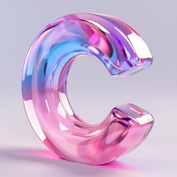 glassy pink and blue letter B for logo in the style of neumorphism, soft natural lighting, simple and elegant space, close-up, super high detaill