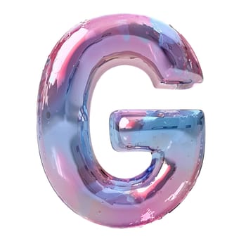 glassy pink and blue letter G for logo in the style of neumorphism, soft natural lighting, simple and elegant space, close-up, super high detaill