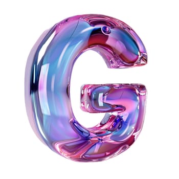 glassy pink and blue letter G for logo in the style of neumorphism, soft natural lighting, simple and elegant space, close-up, super high detaill