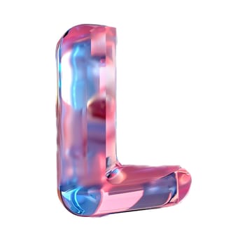 glassy pink and blue letter L for logo in the style of neumorphism, soft natural lighting, simple and elegant space, close-up, super high detaill