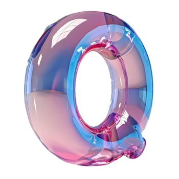 glassy pink and blue letter Q for logo in the style of neumorphism, soft natural lighting, simple and elegant space, close-up, super high detaill