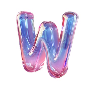 glassy pink and blue letter W for logo in the style of neumorphism, soft natural lighting, simple and elegant space, close-up, super high detaill