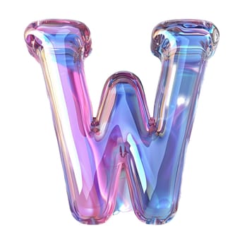 glassy pink and blue letter W for logo in the style of neumorphism, soft natural lighting, simple and elegant space, close-up, super high detaill