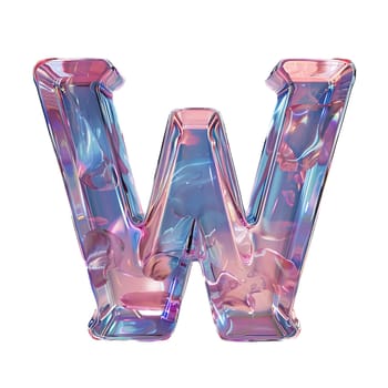 glassy pink and blue letter W for logo in the style of neumorphism, soft natural lighting, simple and elegant space, close-up, super high detaill