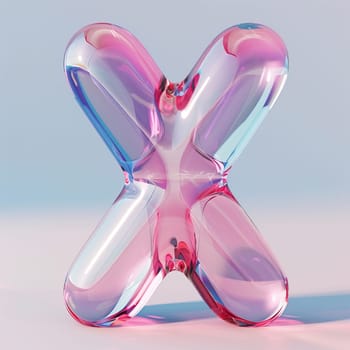 glassy pink and blue letter A for logo in the style of neumorphism, soft natural lighting, simple and elegant space, close-up, super high detaill