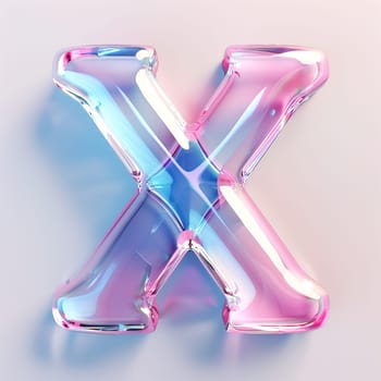 glassy pink and blue letter A for logo in the style of neumorphism, soft natural lighting, simple and elegant space, close-up, super high detaill