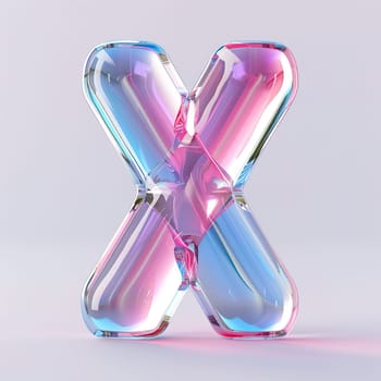 glassy pink and blue letter A for logo in the style of neumorphism, soft natural lighting, simple and elegant space, close-up, super high detaill