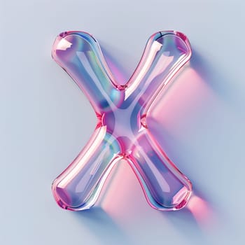 glassy pink and blue letter A for logo in the style of neumorphism, soft natural lighting, simple and elegant space, close-up, super high detaill