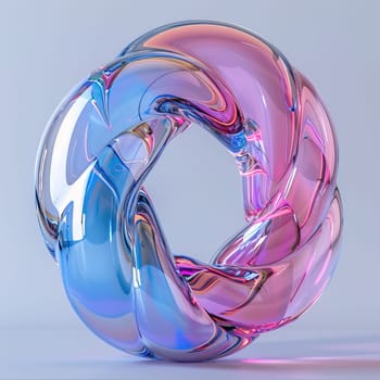 glassy pink and blue abstract figure for logo in the style of neumorphism, soft natural lighting simple and elegant space, close-up, super high detaill