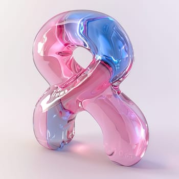 glassy pink and blue abstract figure for logo in the style of neumorphism, soft natural lighting simple and elegant space, close-up, super high detaill