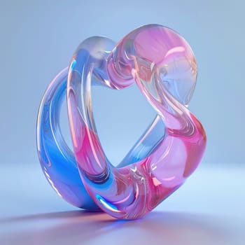 glassy pink and blue abstract figure for logo in the style of neumorphism, soft natural lighting, simple and elegant space, close-up, super high detaill