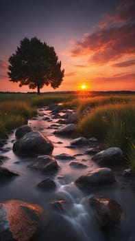 Beautiful sunset over the sea. Beautiful natural landscape. Long exposure.Beautiful seascape with rocks at sunset. Nature composition.