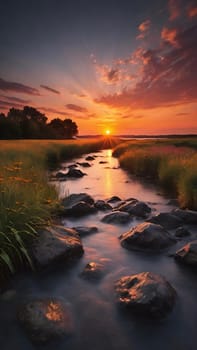 Beautiful sunset over the sea. Beautiful natural landscape. Long exposure.Beautiful seascape with rocks at sunset. Nature composition.